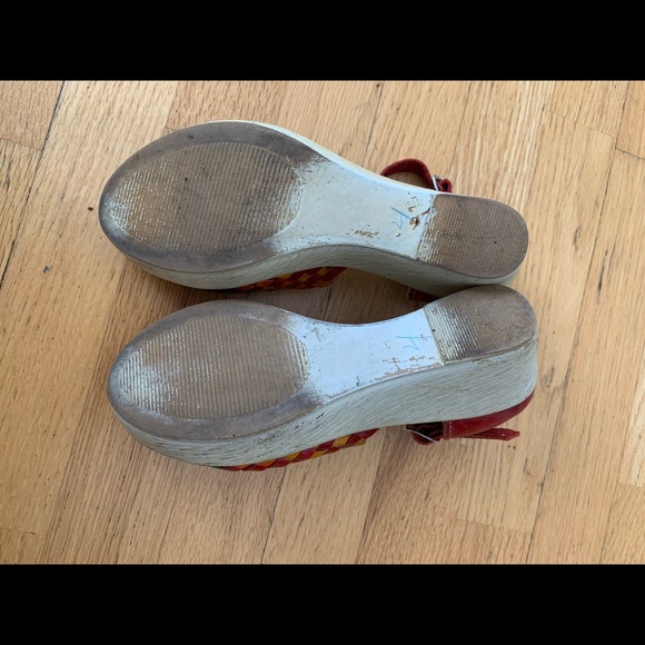 Authentic Huaraches Sandal Heels from Oaxaca Mexico, red multi-colored - Picture 11 of 11